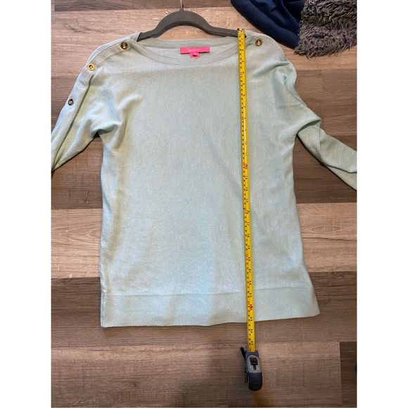 Lilly Pulitzer Milton Boatneck Sweater Whispered Heather Blue, Size XS, MP $148 - Picture 10 of 12